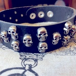 Leather skull cuff bracelets